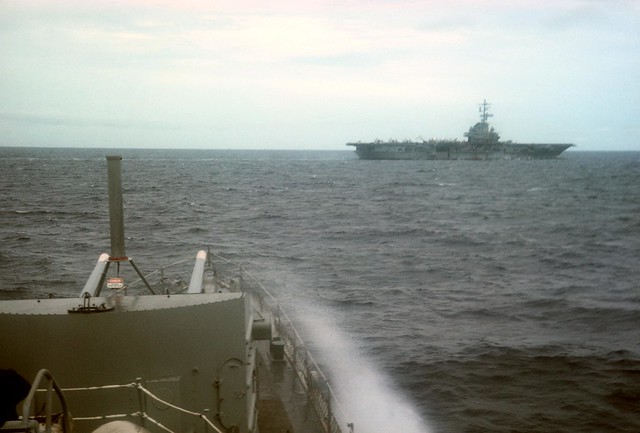 19660703FTB-508  USS Fred T Berry and USS Oriskany  South China Sea  3 Jul 1966