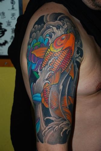 Tattoo Half Sleeve - Side - Koi Fish And Water | These Are I… | Flickr