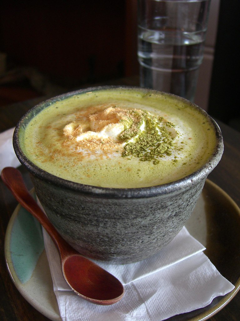 Matcha latte in a stone bowl, photo by avlxyz, CC BY-SA 2.0