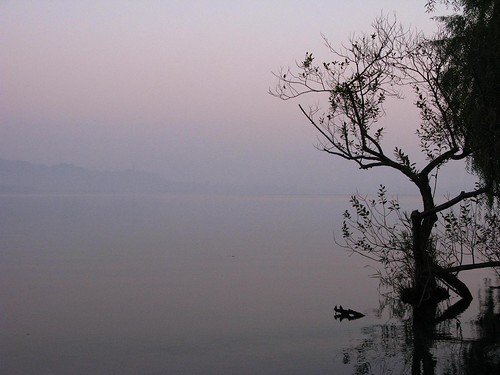 china lake sunrise westlake hangzhou xihu