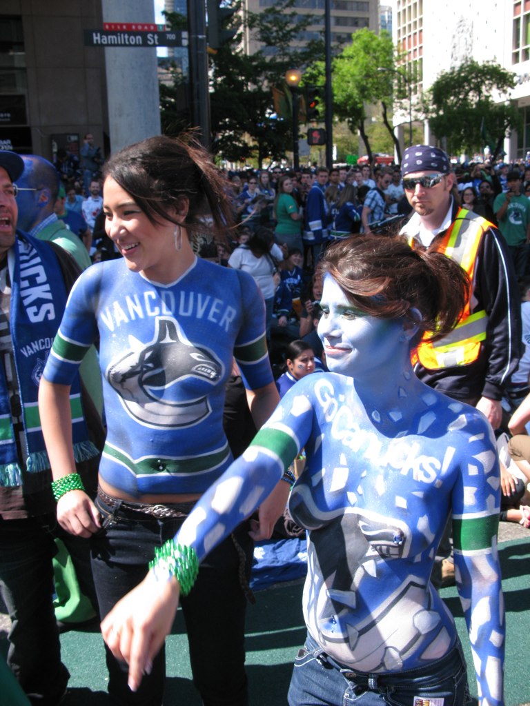 Topless 2011 Stanley Cup Playoffs Canucks Body Painted Fan…