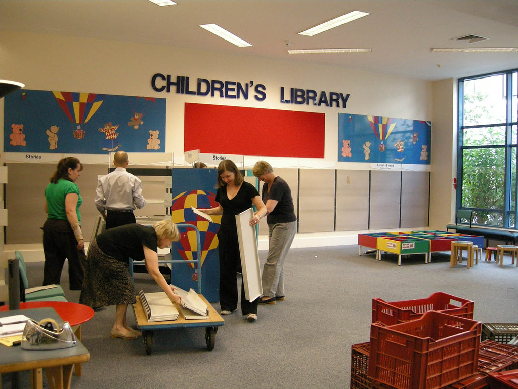 Stripping shelves in the childrens library