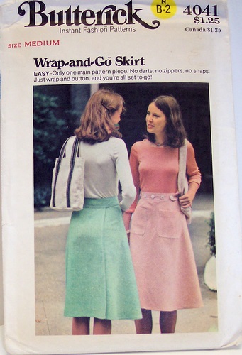 Vintage Butterick Pattern 4041 UNCUT and FACTORY FOLDED Wrap Around Skirt Size Medium Waist 26.5 to 28 Hip 36 to 38 70s