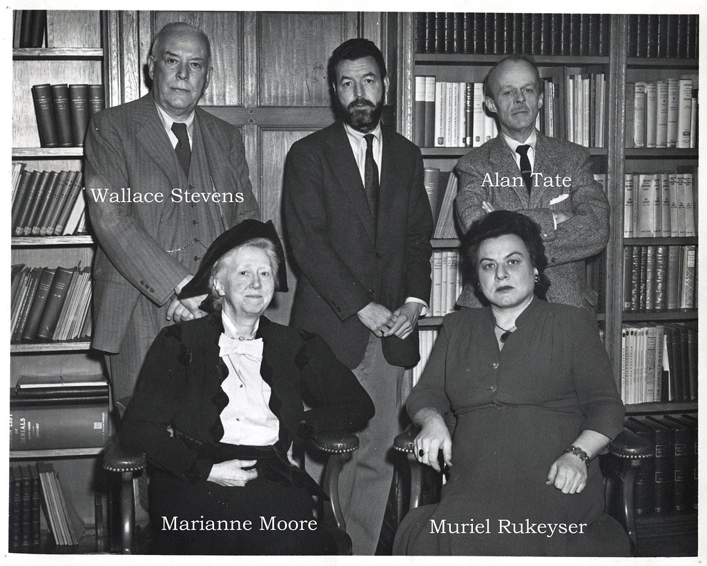 Photograph, Randall Jarrell, Wallace Stevens, Alan Tate, Marianne Moore, Muriel Rukeyser,1955