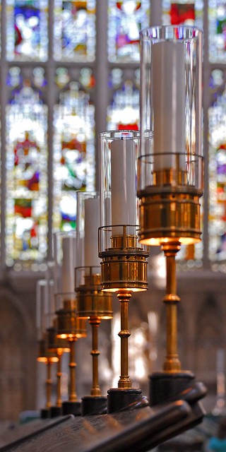 UK - Somerset - Bath Abbey - Choirstall lamps - panoramic