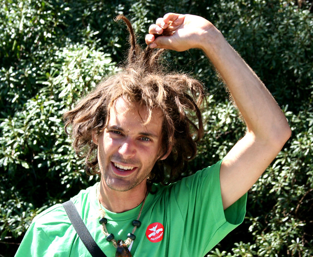 man with standup hair