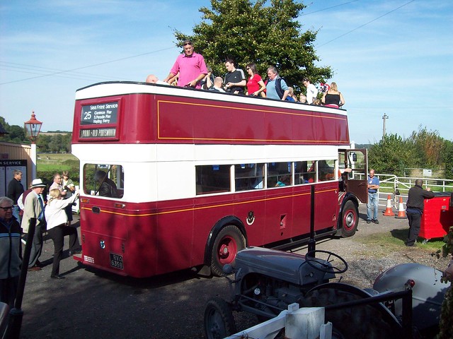 Open-top bus at Bodiam station
