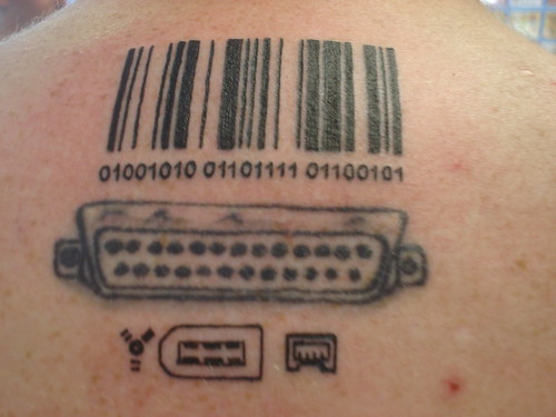 Bar code and ports tattoos