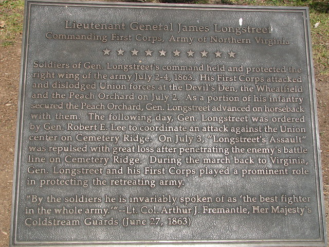 Longstreet statue placard