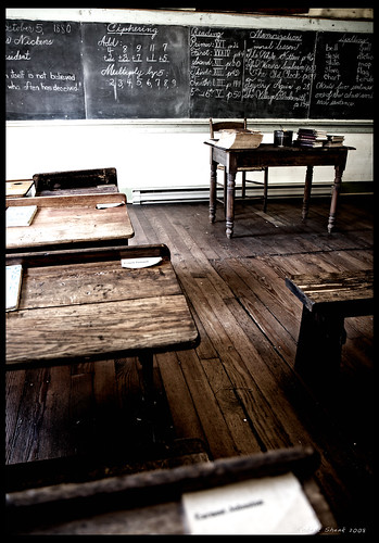 school students virginia room learning blackboard waterford desks schoolroom