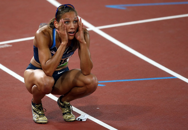 BEIJING - AUGUST 19: Lolo Jones of the United States looks dejected after t...