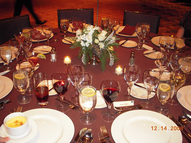 Table setting at Holiday party 2008