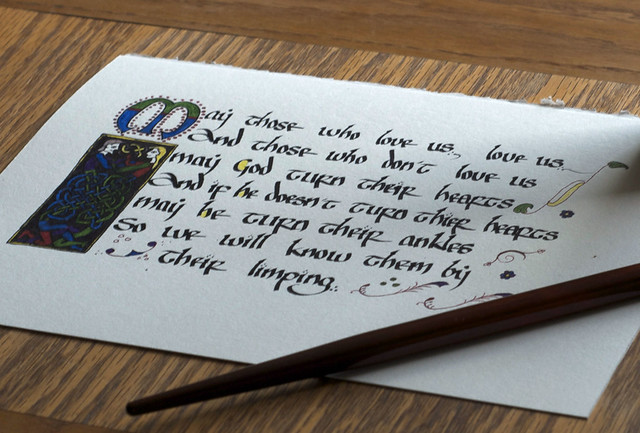 Hand-written Celtic Calligraphy - Funny Irish Blessing