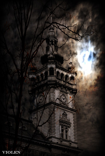 city sky moon tree tower texture clock clouds dark town hall poland polska townhall bielskobiała