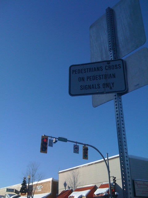 Pedestrians Cross On Pedestrian Signals Only