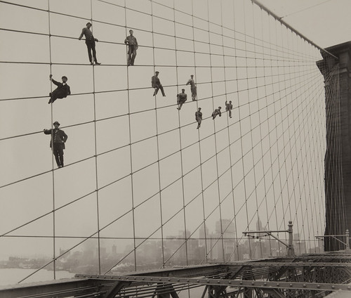 Painters on the Brooklyn Bridge Suspender Cables-October 7, 1914