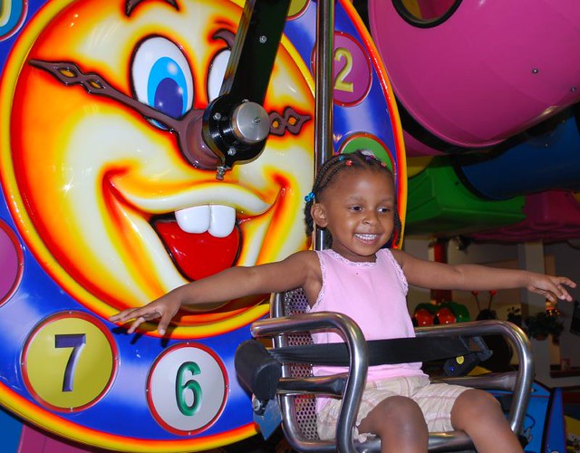Maiya on the Time Lift Ride
