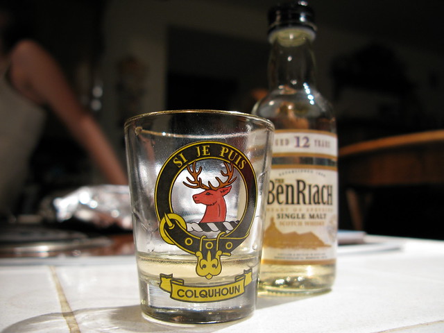 Clan Colquhoun shot glass and single malt whisky (from one distillery)