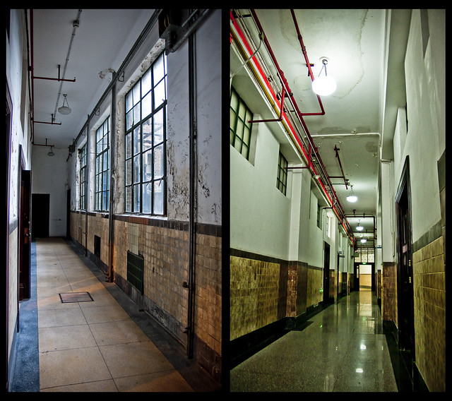 Two corridors at Lester School/Seamen Hospital in Yangpu