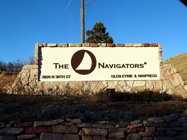 The Navigators sign on Glen Eyrie castle