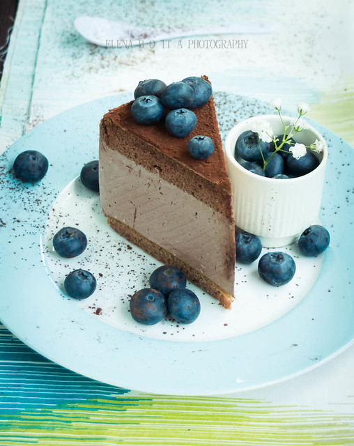 chocolate mousse cake with fresh blueberries