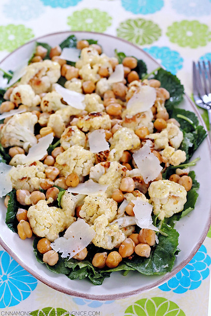 Roasted Cauliflower & Chickpea Caesar Salad cinnamonspiceandeverythingnice.com