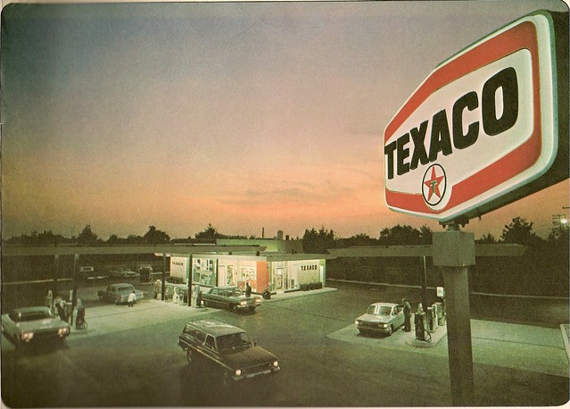 Texaco station view, 1971