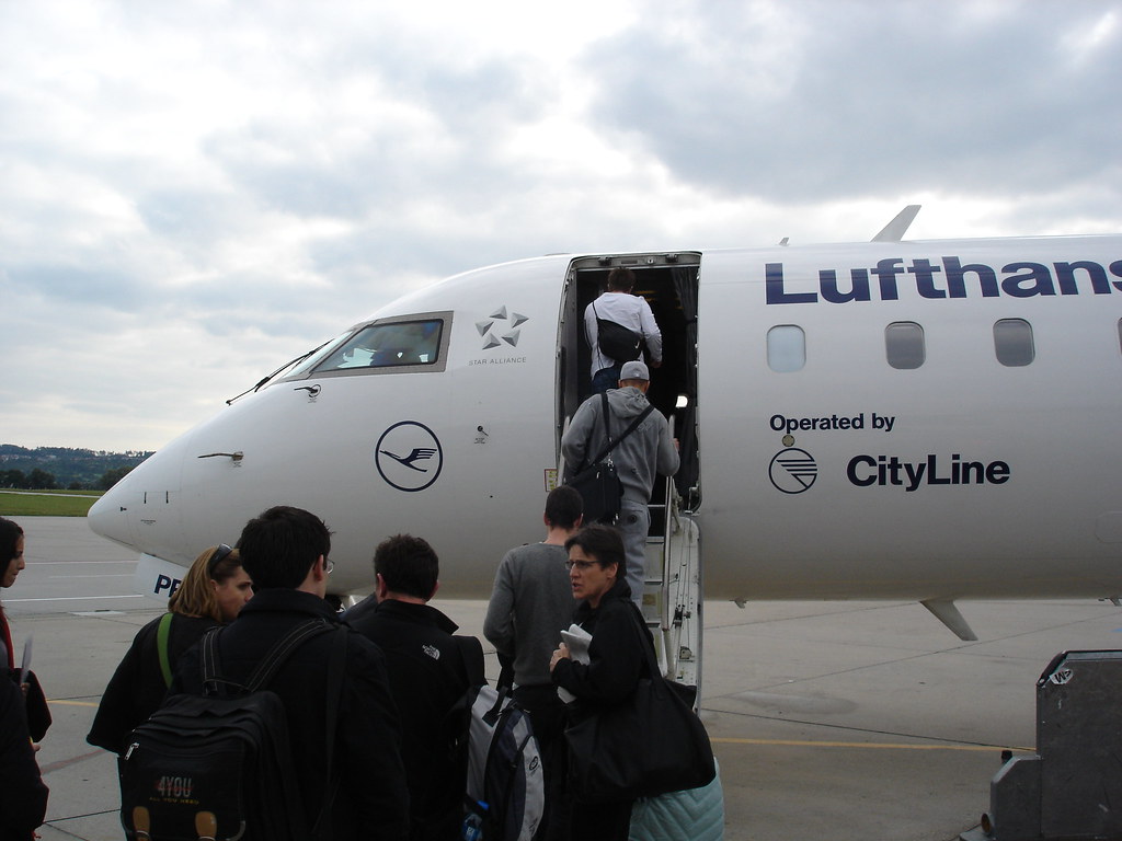200809001 Stuttgart airport with Lufthansa Cityline airplane