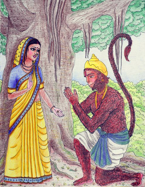 Sita Blesses Hanuman