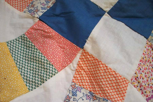 Looks like I might need to tighten up that one stitch, but not a big deal. Looks solid overall.

This quilt top has a delightful history. Details about the (probable) maker, and this quilt top's future, are at domesticat.net/quilts/bessie-jane