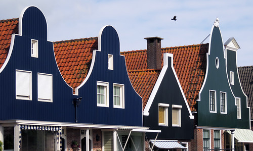 The traditional rooflines of Dutch houses translate just as well in wood as in the more typical brick (Edam, Holland)