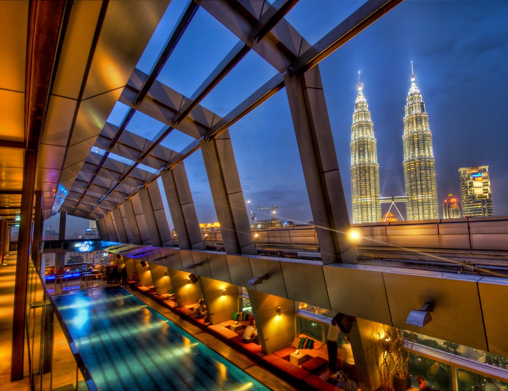 The Sky Bar in Kuala Lumpur with a view of Petronas