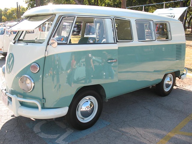Mint Green and White Two Tone 1963 VW Bus in Fort Worth, TX - Driver Side Front View