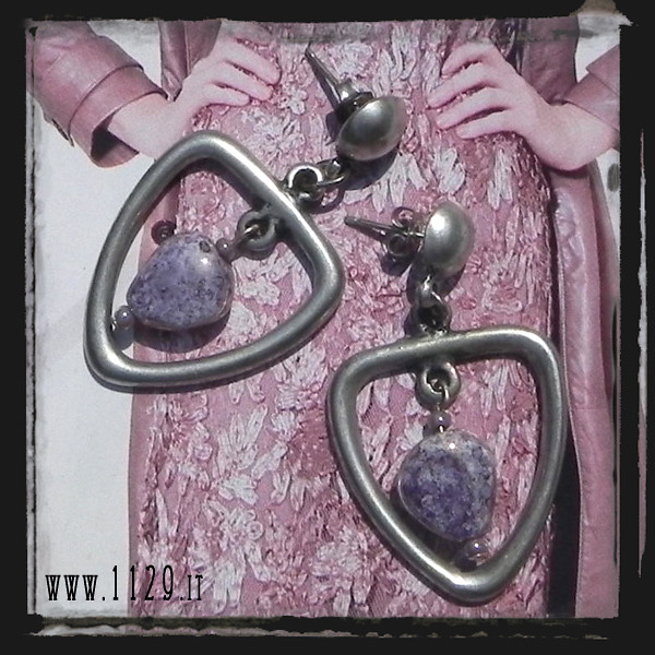 METRIV orecchini viola marmorizzato marble purple silver earrings 1129