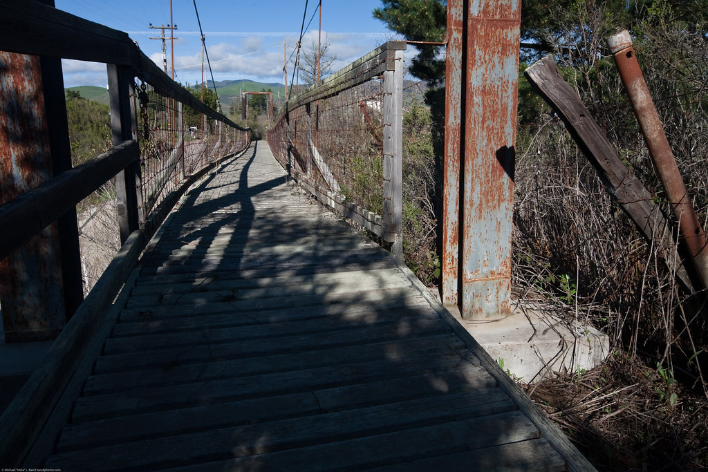 Old abandoned foot bridge over Chorro Creek on Canet Road, at the base of Hollister Peak