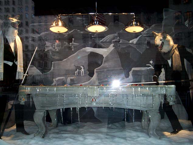Bergdorf Goodman window: pool among wolves