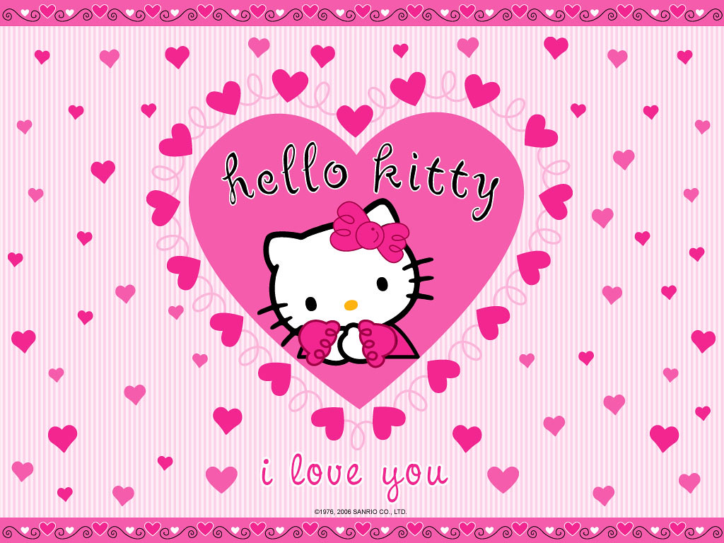 Hello Kitty In Pink Striped Background HD Hello Kitty Wallpapers  HD  Wallpapers  ID 48957