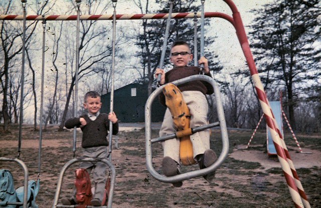 David and Michael on swings