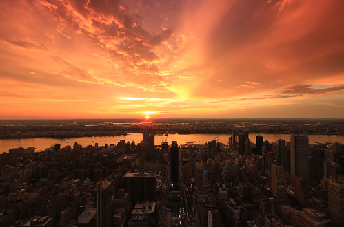 newyork manhattan usa hudsonriver northamerica landscape cityscape city buildings sunset sundown sky clouds weather storm dusk evening summer river