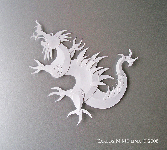 Koji's Dragon - Paper Sculpture Finished