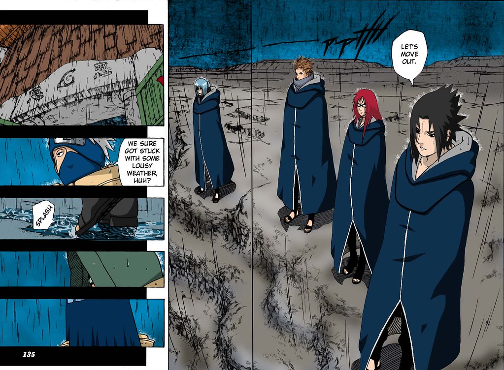 Naruto manga colored- Sasuke & Team Hibi, chuefue337
