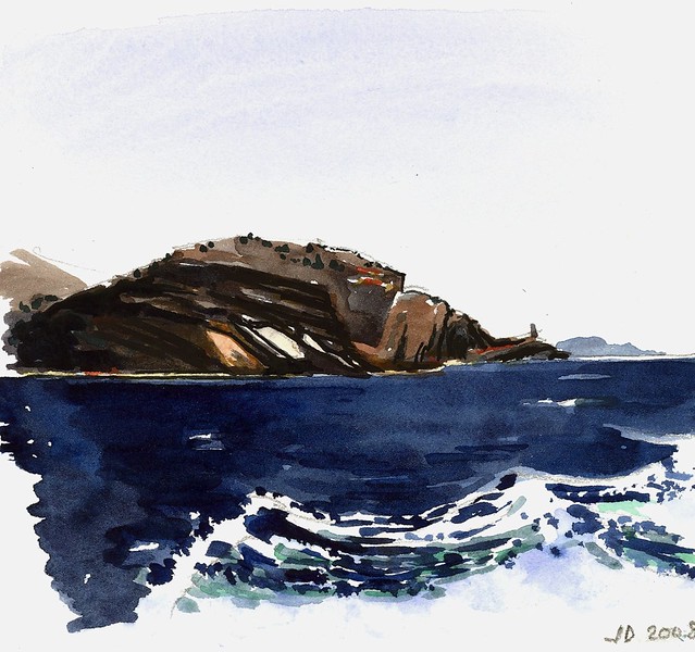 en mer vers Bonifacio Corse (aquarelle)