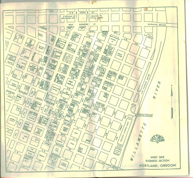 1950 Portland downtown building map