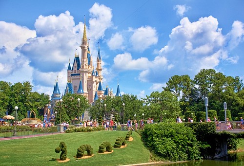 Disney - Cinderella Castle and Dragon Topiary by Express Monorail