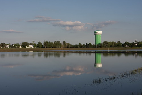 reflection tower water field flooding watertower iowa jefferson jeffersoniowa
