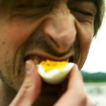 Mike eating radioactive egg