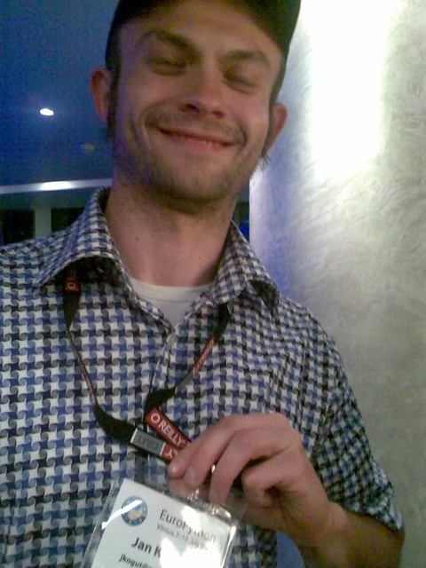 Janne with badge