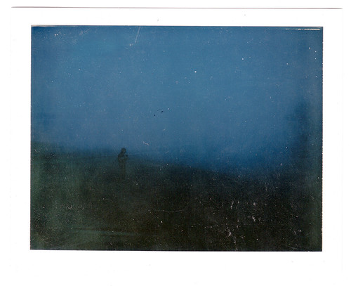 Where's Erick 2 by jeremy pettis, he's making a film in the foggy fieldfog wisconsin sunrise polaroid photography se hoffmann reporter