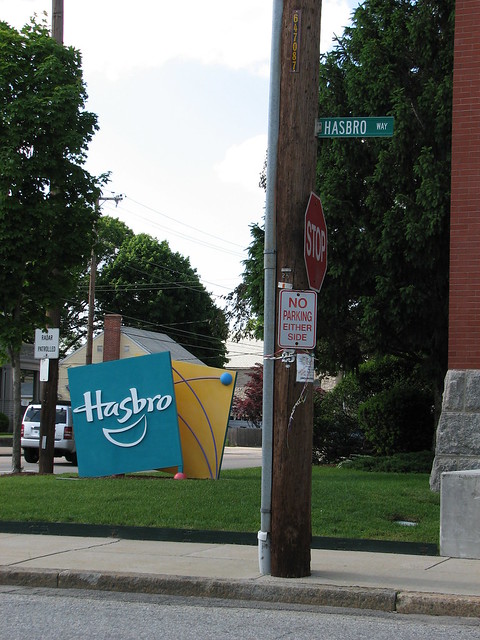 Hasbro sign and street sign