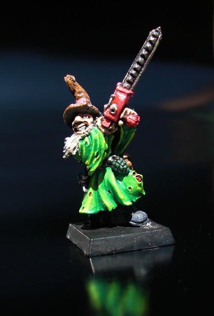 D&D Miniature: Wizard with Chainsaw